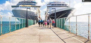 Passengers return to their cruise ships