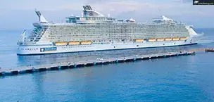 Exterior view of Oasis of the Seas docked at Caribbean Labadee, Haiti