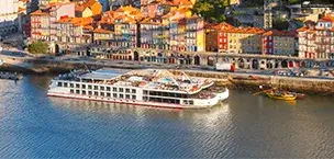 River cruise ship docked in the Douro River