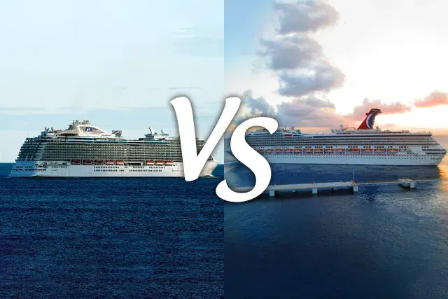 Side-by-side comparison of two cruise ships, highlighting a Princess and Carnival ship.