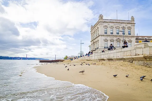 Beach in Lisbon Pra' do Comercio Portugal