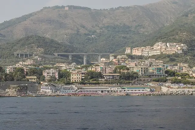View from the sea of Sturla, Genoa
